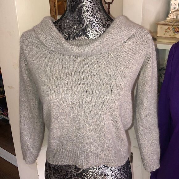 Vintage Organic Cotton Crop Angora Cowl Neck Sweater - Picture 1 of 7